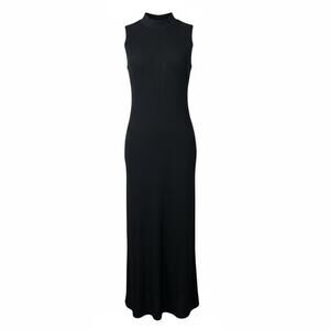 The Row Bowen Dress SS19 size XS Black Silk & Cotton Knit Sleeveless Midi